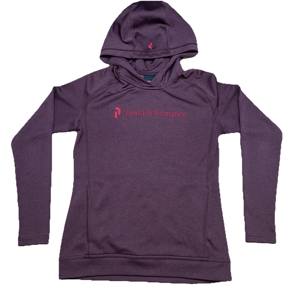Peak Performance Pulse Hoodie Womens Small Burgundy‎ Maroon Pocket Sweatshirt